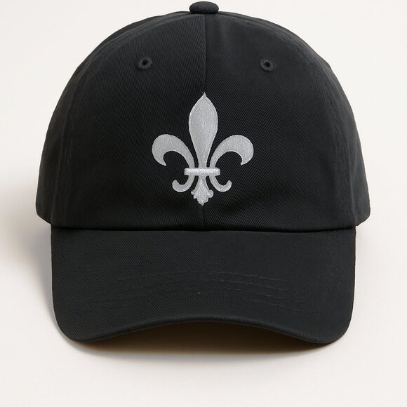 Gents Brand Fleur-de-Lis Black Baseball Cap Elastic Back, One Size 22" - Picture 1 of 7